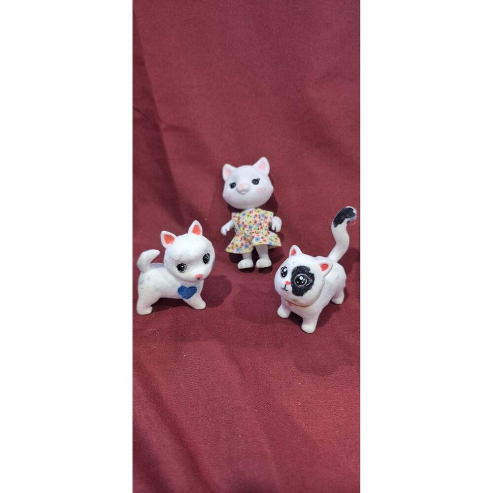 3 Flocked Cats Calico Critters Cat In Pocket 3 Total Cute Kitty Kitten READ